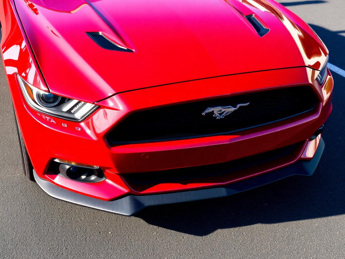 Freshly detailed red Mustang